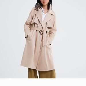 Zara Beige Trench Coat with Tie Belt